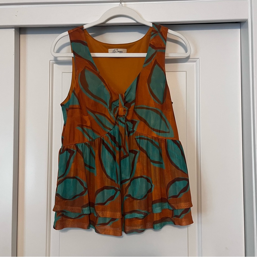Orange and Teal Blouse
